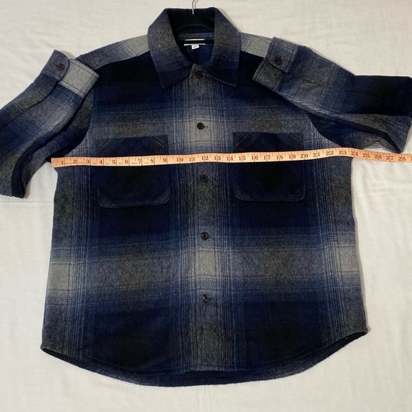 NWOT Reiss Idaho Plaid Over Shirt Size XL (Color Blue Multi). - Picture 7 of 10